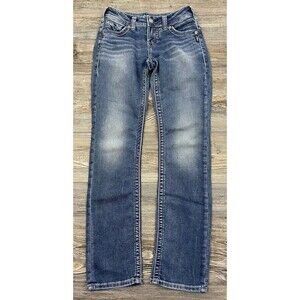 Silver Suki Joga Jeans Mid Straight Blue Denim‎ Actual 28/31 (Tagged 26/32) Soft